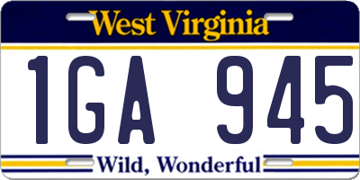 WV license plate 1GA945