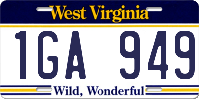 WV license plate 1GA949
