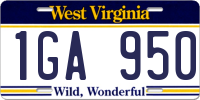 WV license plate 1GA950