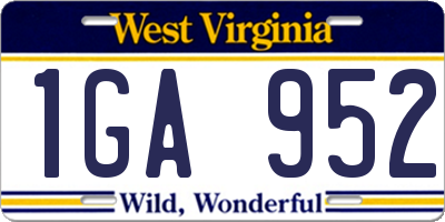 WV license plate 1GA952
