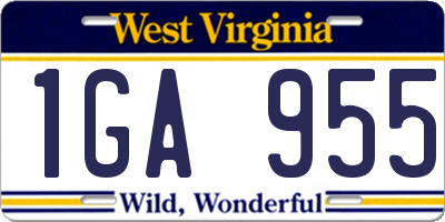 WV license plate 1GA955