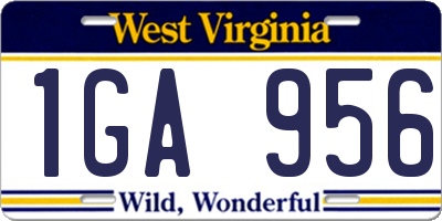 WV license plate 1GA956