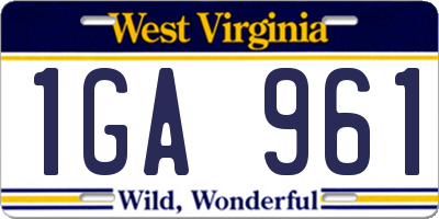WV license plate 1GA961