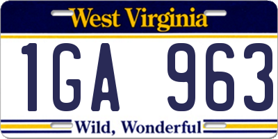 WV license plate 1GA963