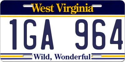 WV license plate 1GA964