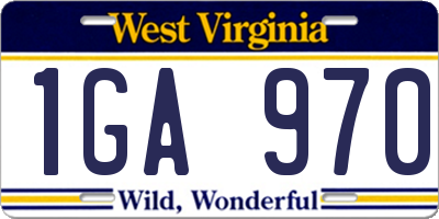 WV license plate 1GA970