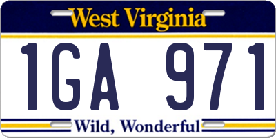 WV license plate 1GA971