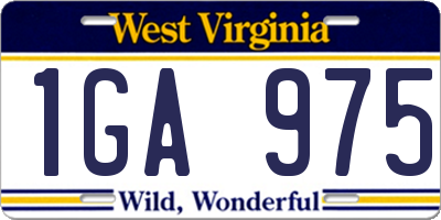 WV license plate 1GA975