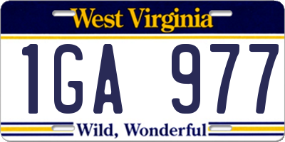 WV license plate 1GA977