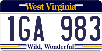 WV license plate 1GA983