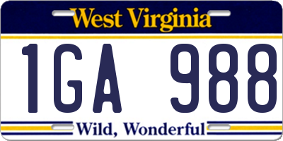WV license plate 1GA988