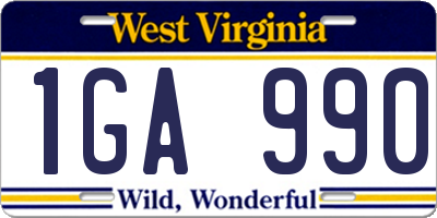 WV license plate 1GA990