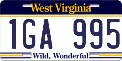 WV license plate 1GA995