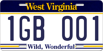 WV license plate 1GB001