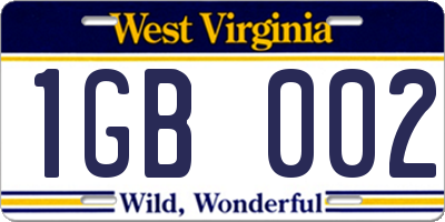 WV license plate 1GB002