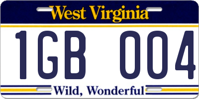 WV license plate 1GB004