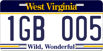 WV license plate 1GB005