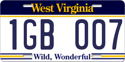 WV license plate 1GB007