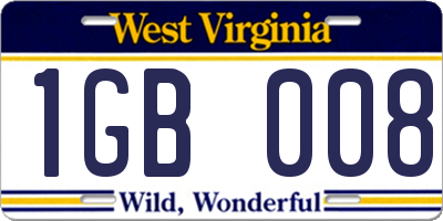 WV license plate 1GB008