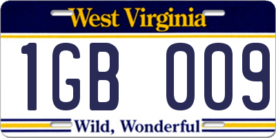WV license plate 1GB009