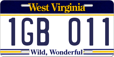 WV license plate 1GB011