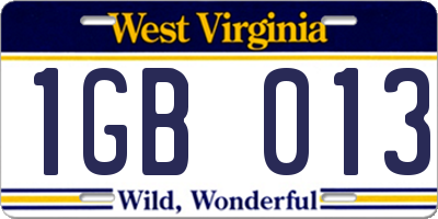 WV license plate 1GB013