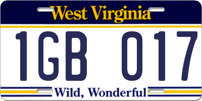 WV license plate 1GB017