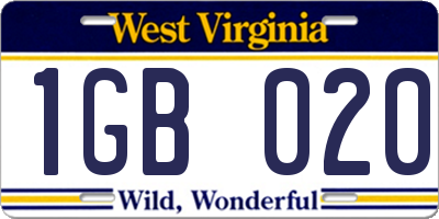 WV license plate 1GB020