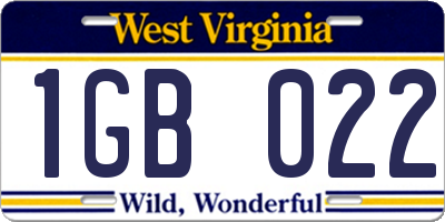 WV license plate 1GB022