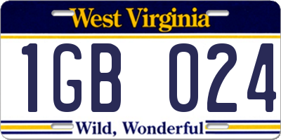 WV license plate 1GB024