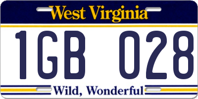 WV license plate 1GB028
