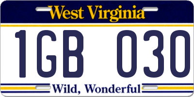 WV license plate 1GB030