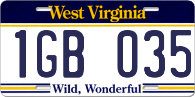 WV license plate 1GB035