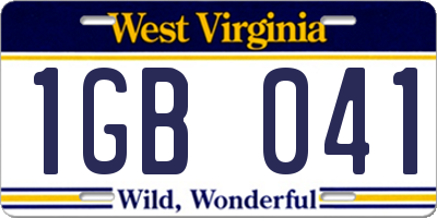WV license plate 1GB041