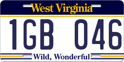 WV license plate 1GB046
