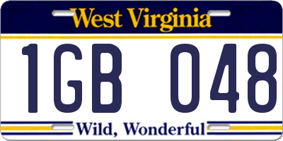 WV license plate 1GB048