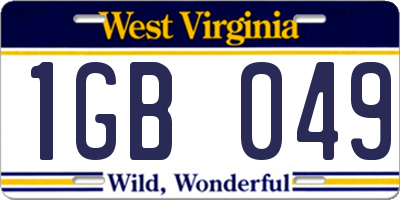 WV license plate 1GB049