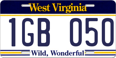 WV license plate 1GB050