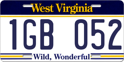 WV license plate 1GB052