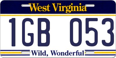 WV license plate 1GB053