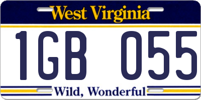 WV license plate 1GB055