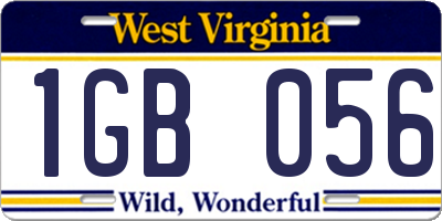 WV license plate 1GB056