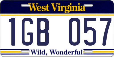 WV license plate 1GB057