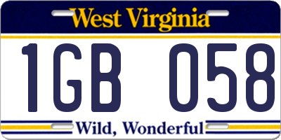 WV license plate 1GB058
