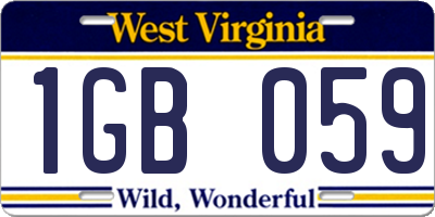 WV license plate 1GB059