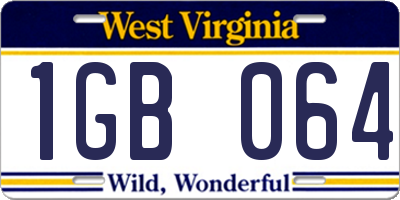 WV license plate 1GB064