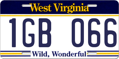 WV license plate 1GB066