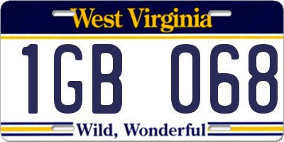 WV license plate 1GB068