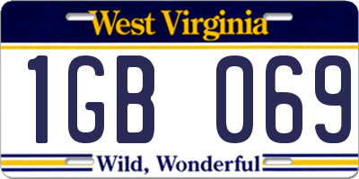 WV license plate 1GB069