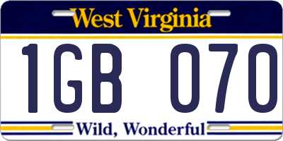 WV license plate 1GB070